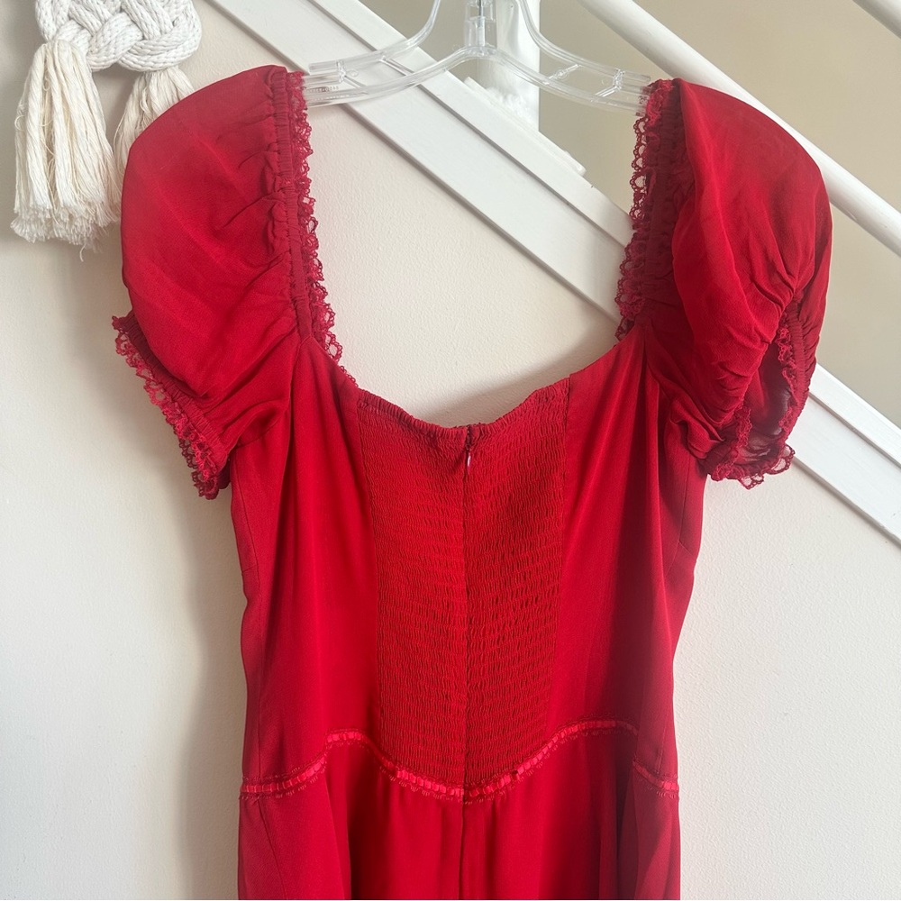 Reformation Ondine Short Sleeve Mini Dress Lipstick Bright Red Size 6 NWT - Picture 9 of 16